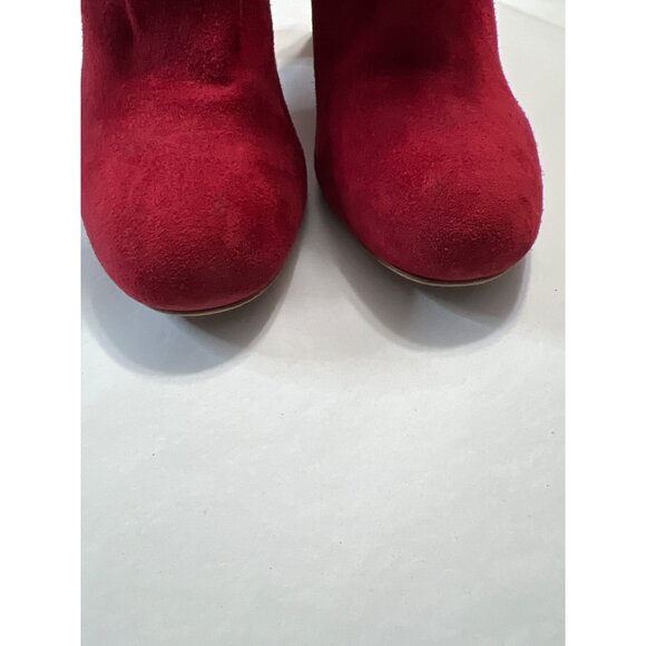 Azura Red Suede Ruffle Heel Booties 8.5 - Picture 5 of 9